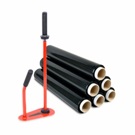 Zestaw: dyspenser + 6 folii stretch czarnych 1.5 kg