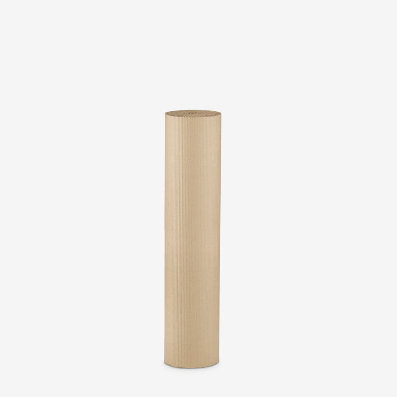 Wellpappe auf Rolle, 100 cm Breite, 15 lfm, präsentiert auf grauem Hintergrund