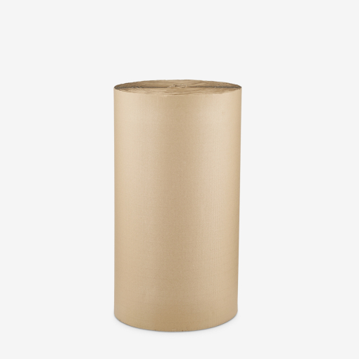Wellpappe auf Rolle, 100 cm Breite, 100 lfm, dargestellt auf grauem Hintergrund