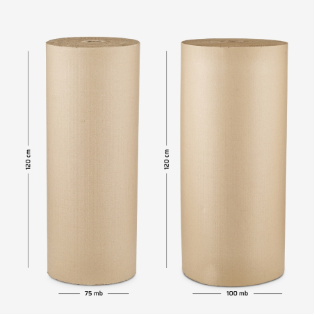 2-lagige Wellpappe auf Rolle, 120 cm Breite – Abmessungen