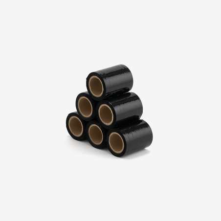 Mini-Stretchfolie schwarz – 23 µm – 6er-Pack Rollen
