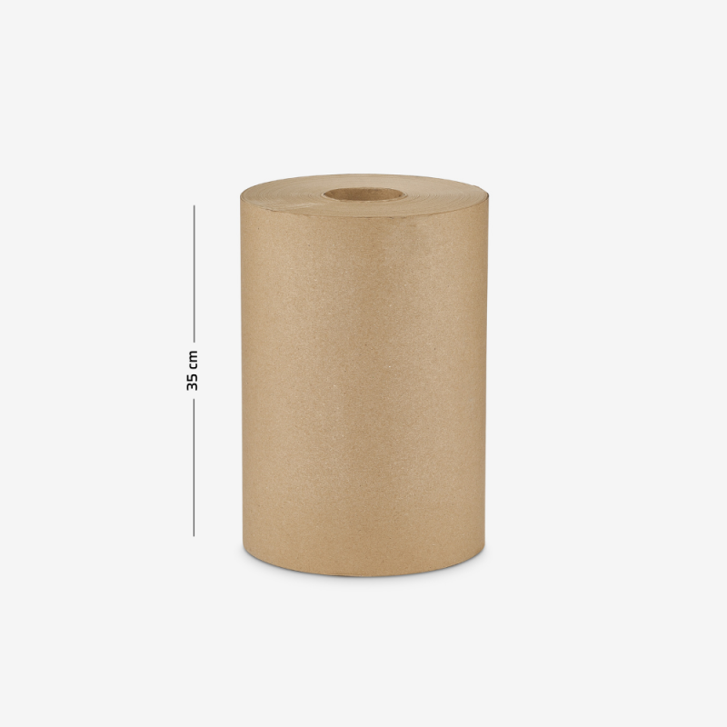 Rolle Verpackungspapier mit aufgedrucktem Maß – Breite 35 cm.