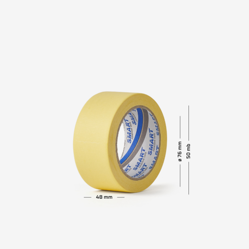 Rolle aus Papier-Malerkrepp mit 48 mm Breite - unverzichtbar bei Renovierungs- und Ausbauarbeiten.