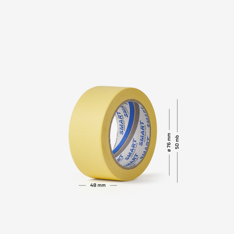Rolle aus Papier-Malerkrepp mit 48 mm Breite - unverzichtbar bei Renovierungs- und Ausbauarbeiten.